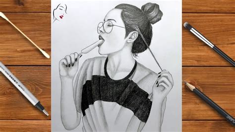 How To Draw A Girl With Glasses A Cute Girl Drawing Step By Step Pencil Sketch Crazy