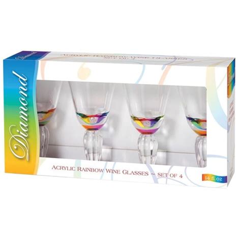 merritt diamond rainbow 12 oz acrylic wine glasses set of 6 for sale online ebay