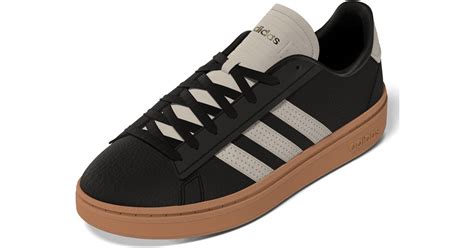Adidas Leather Grand Court Alpha Sneaker In Blackaluminagold Metallic