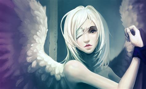 Fantasy Anime Angel Wings Feathers Bondage Mood Emotion Sad Sorrow Pain Face Eyes