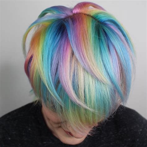 30 Short Pastel Rainbow Hair Fashion Style