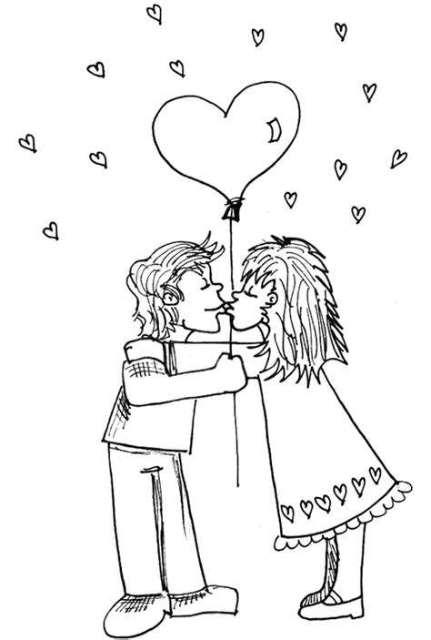 Coloring Pages Boy Kiss Girl