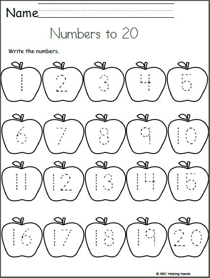 Number Tracing To 20 On Apples Free Madebyteachers