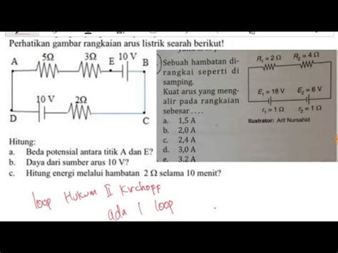 Menghitung Kuat Arus Pada Rangkaian Loop Beda Potensial Antara Titik A