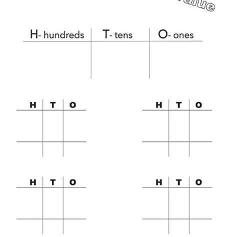 Hundreds Tens Ones Place Value Chart For Adding And Subtraction