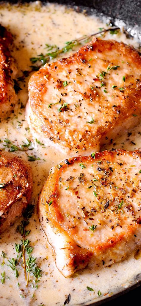 Here you only need thin cut pork chops, sliced onions, mayonnaise and dairy free cheddar (or regular extra sharp cheddar). Pork Chops in Creamy White Wine Sauce are easy to prepare and ready in less than 30 minutes! # ...