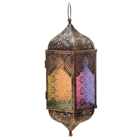 Pointed Glass Moroccan Style Metal Hanging Lantern Lantern Lamp