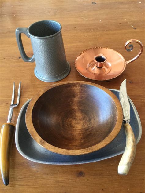 Primitive star wooden plates set 4 country farmhouse table top decor 8.75. SCA feastware set of 6 items medieval kitchen renaissance ...