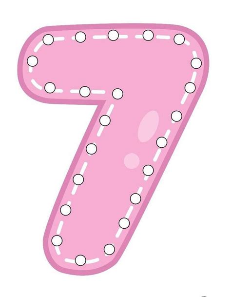 The Number Seven Is Pink And Has White Dots On It S Upper Letter