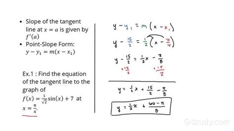 How To Find The Tangent Line To A Curve At A Given Point Calculus Study Com