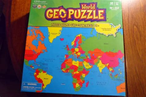 Geo Toys World Map Puzzle 68 Piece Jumbo Size Jigsaw Country Shaped