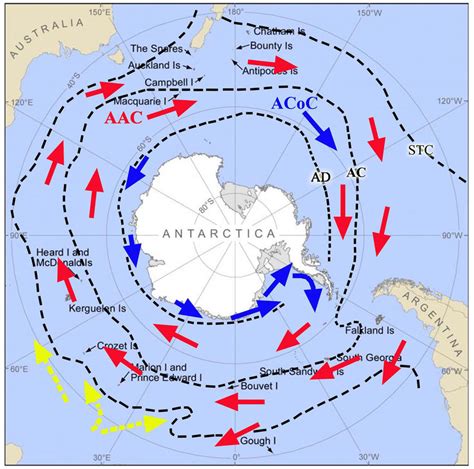 Major Currents And Fronts In The Southern Ocean And Subantarctic