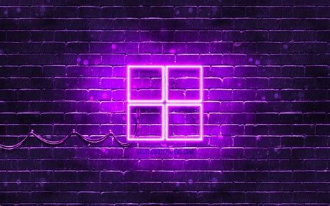 Download Wallpapers Microsoft Violet Logo K Violet Brickwall Microsoft Logo Brands