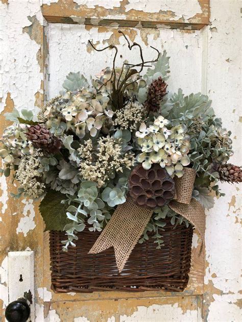 Rustic Fall Wreath Fall Wall Basket Autumn Front Door Etsy Baskets
