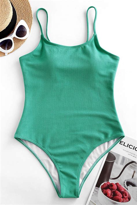 basic textured wire free one piece swimsuit macaw blue green l one piece swimsuit trendy