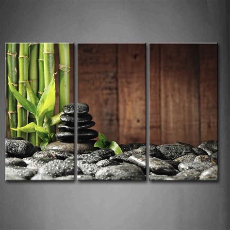 Framed Spa Wall Art Bamboo Black Zen Stones Pictures Print ...