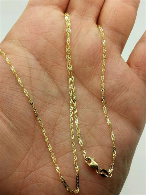 14k yellow gold diamond cut singapore chain necklace 8mm 1mm etsy