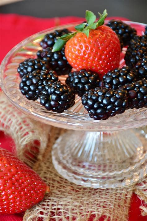 Hd Wallpaper Blackberries Strawberry Fruits Dessert Delicious