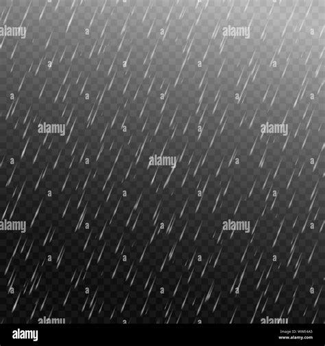 Vector Rain Isolated On Transparent Background Template For Your