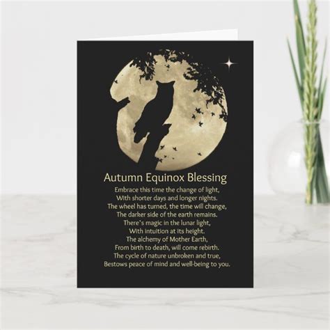 Autumn Equinox Owl And Moon Blessings Card In 2021