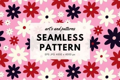 Vibrant Pink Floral Pattern 60s Graphic By Arts And Patterns