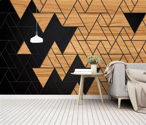 3d Triangle Wallpaper Geometric Wall Mural Planks Wall Etsy Australia