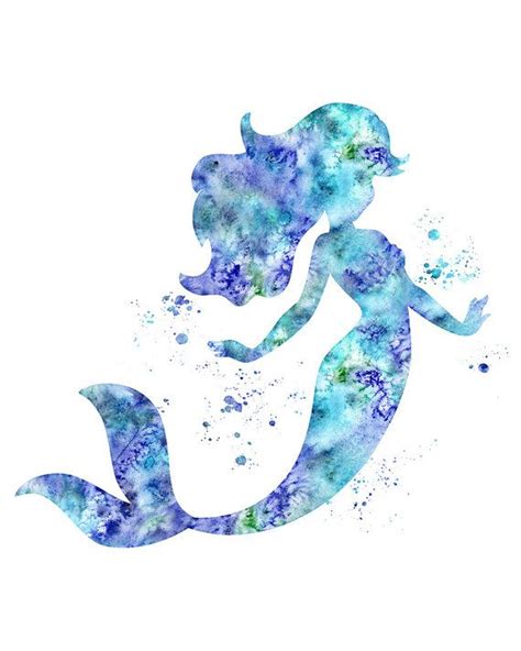 Mermaid Print Mermaid Watercolor Print Ariel Print Disney Ariel The
