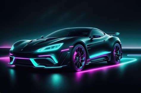 Um carro iluminação neon Foto Premium