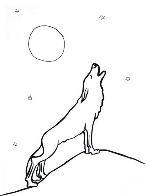Dibujo De Lobo Aullando A La Luna Colorear Imágenes
