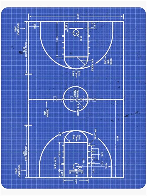 Basketball Court Blueprint Sticker By R A Designs Redbubble