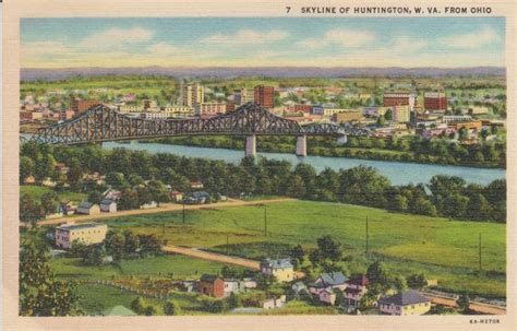 Skyline Huntington West Virginia Vintage Linen Postcard Etsy West