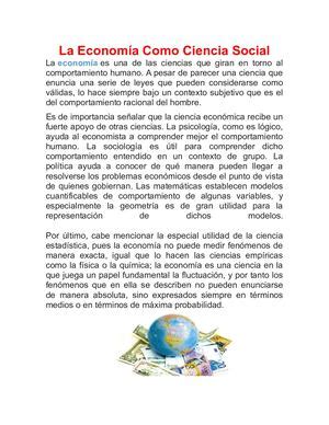 Calam O La Econom A Como Ciencia Social