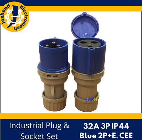 Industrial Plug And Socket Set 32a 3p Ip44 Blue 2pe Cee Male And Female