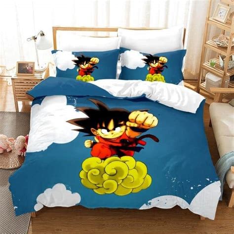 Dragon ball z shirt goku vegeta best friends. Dragon Ball Kid Goku Riding Flying Nimbus Vibrant Bedding Set