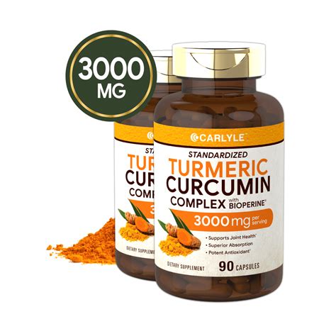 turmeric curcumin with bioperine 3000mg 180 capsules max strength non gmo gluten free