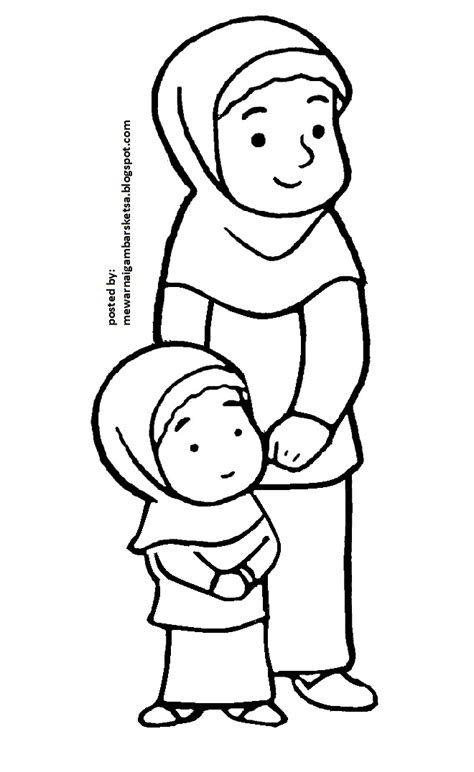 Mewarnai Gambar Anak Sholat Mewarnai Sketsa Muslimah Baju Paud Islami