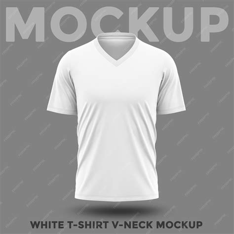 Premium Psd Front View White Shirt V Neck Mockup