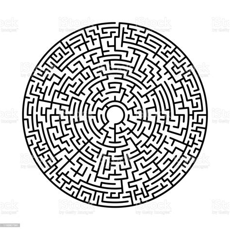 Maze In Abstract Style Labyrinth Game Black Maze Circle Black Labyrinth