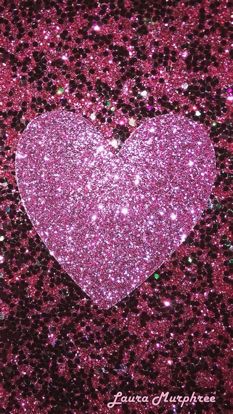 Glitter Pink Heart Black Background Fip Fop