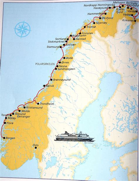 Map Of The Norway Coast Visited By Hurtigruten Ships Norway Cruise