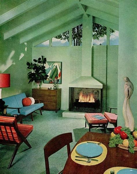 1959 Sherwin Williams Home Decorator Mid Century Modern Fireplace Mid