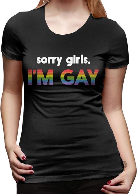 Poguerin Sorry Girls Im Gay Pride Womens Short Sleeve Round Neck Print T Shirt Sport O Neck