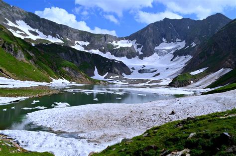 Gattain Lake Kashmir Pakistan Nature Snow Winter Landscape Mountains