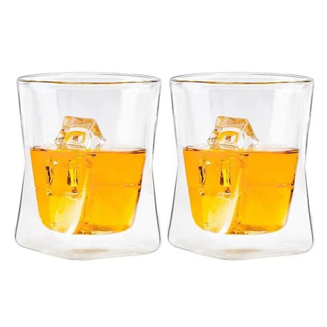 ozeri moderna artisan series 10 oz double wall whiskey glasses set of 2 dw10whsk 2 the home