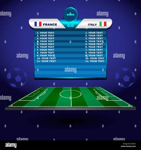 Football Soccer Match Statistics Scoreboard With Players And Match