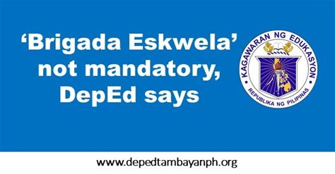 ‘brigada Eskwela Not Mandatory Deped Says