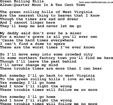 Emmylou Harris Song Green Rolling Hills Lyrics