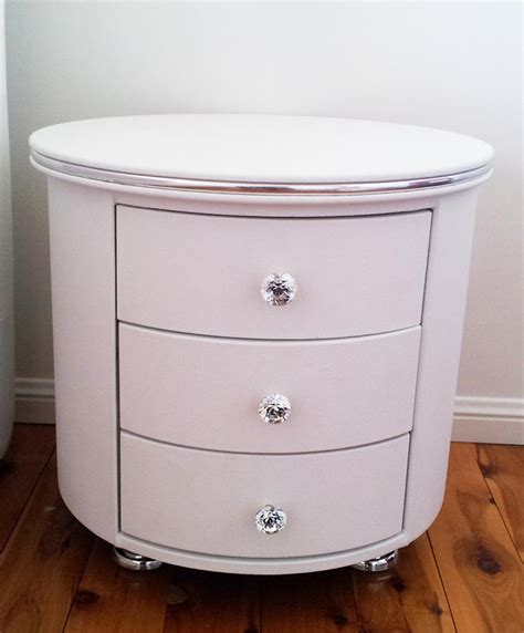 Shop for the best metal nightstands at lumens.com. White round 3 draws bedside table with "diamond" buttons ...