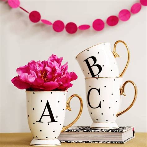 Black And Gold Spotty China Letter Mug By The Letteroom In