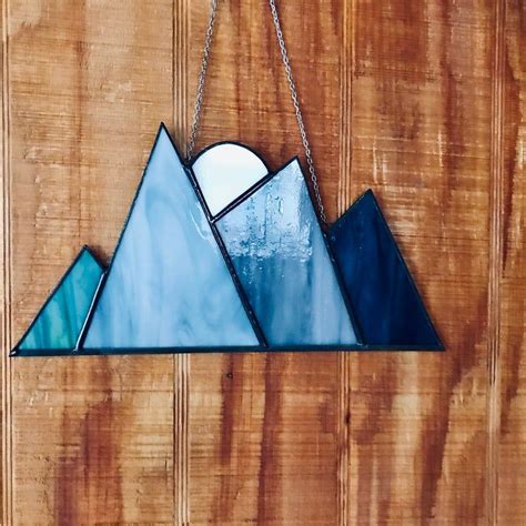 Stained Glass Smoky Mountains Stained Glass Mountains Etsy Stained